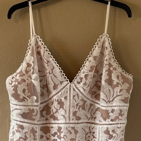 Lulu's Women’s White & Nude Lace Dress Spaghetti straps Fitted size XXL NEW - Picture 17 of 17